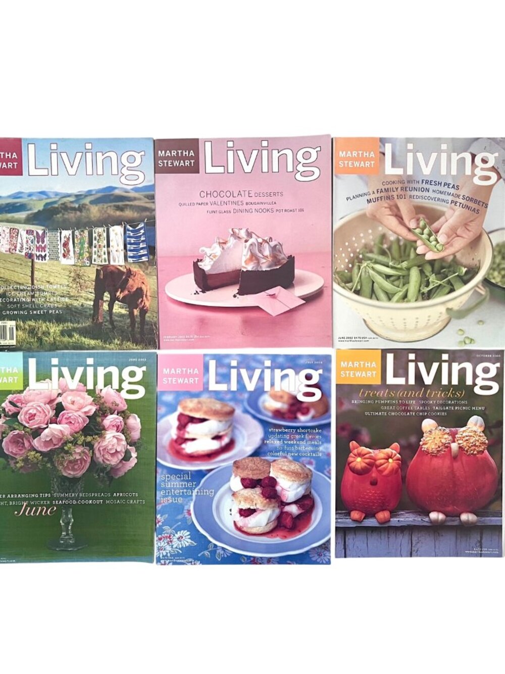 2001-2003 Martha Stewart Living Magazines 6 Issues All W/Recipe Cards Vintage